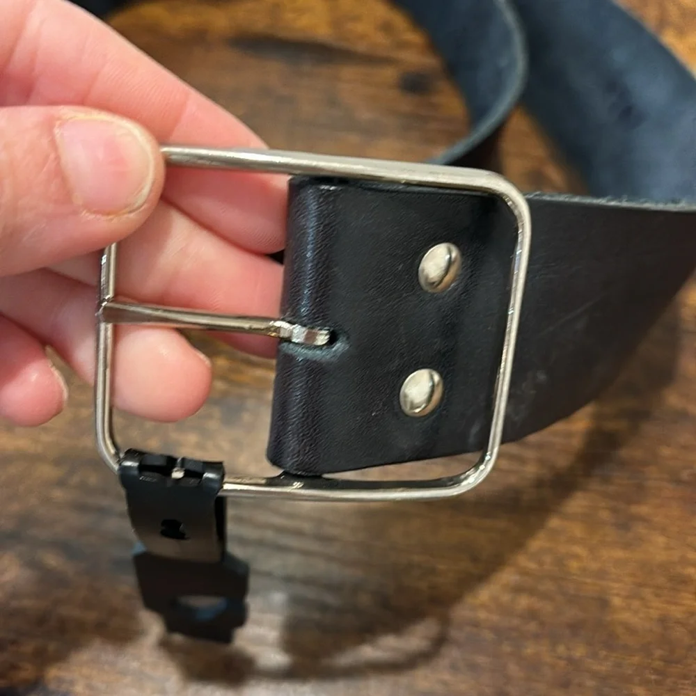 Black leather belt men size 36